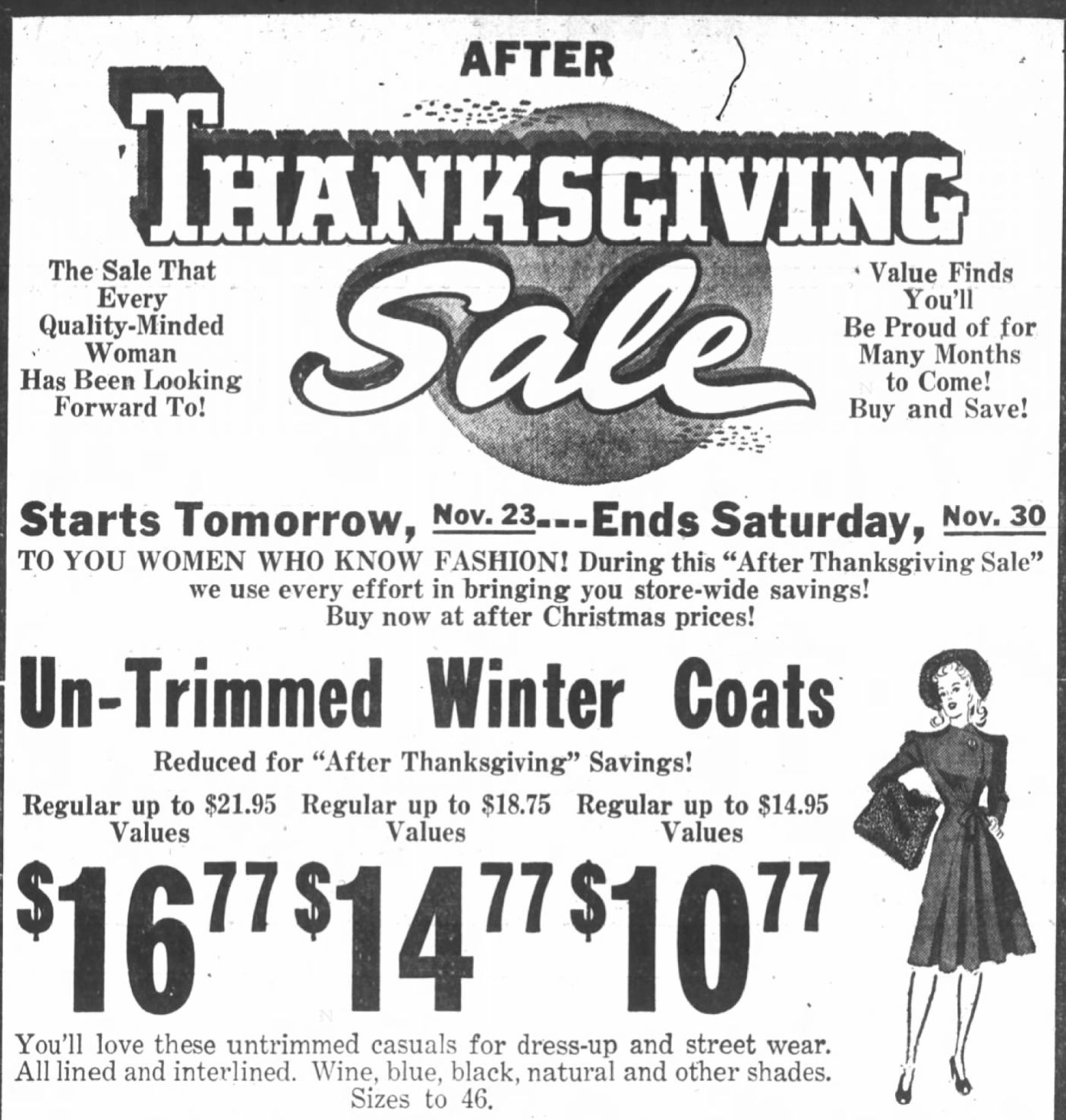 After Thanksgiving sale